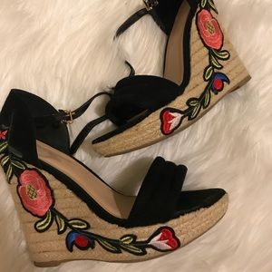 Black espadrille wedges